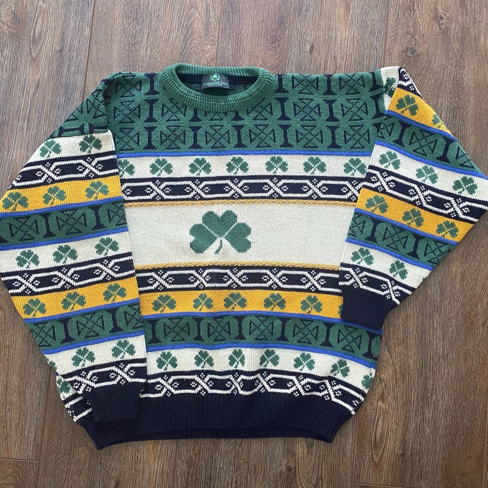 St Patrick’s Day Clover Patterned Crew Neck Sweater